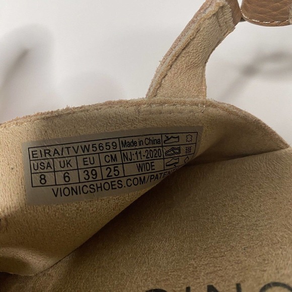 Vionic Womens Sz 8 Wide Eira Beige Tan Leather Hook And Loop Slingback S… - Picture 6 of 8